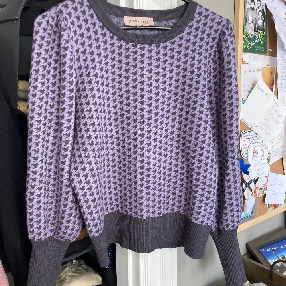 Philosophy Women's Medium Purple Sweater, Puffed Sleeves